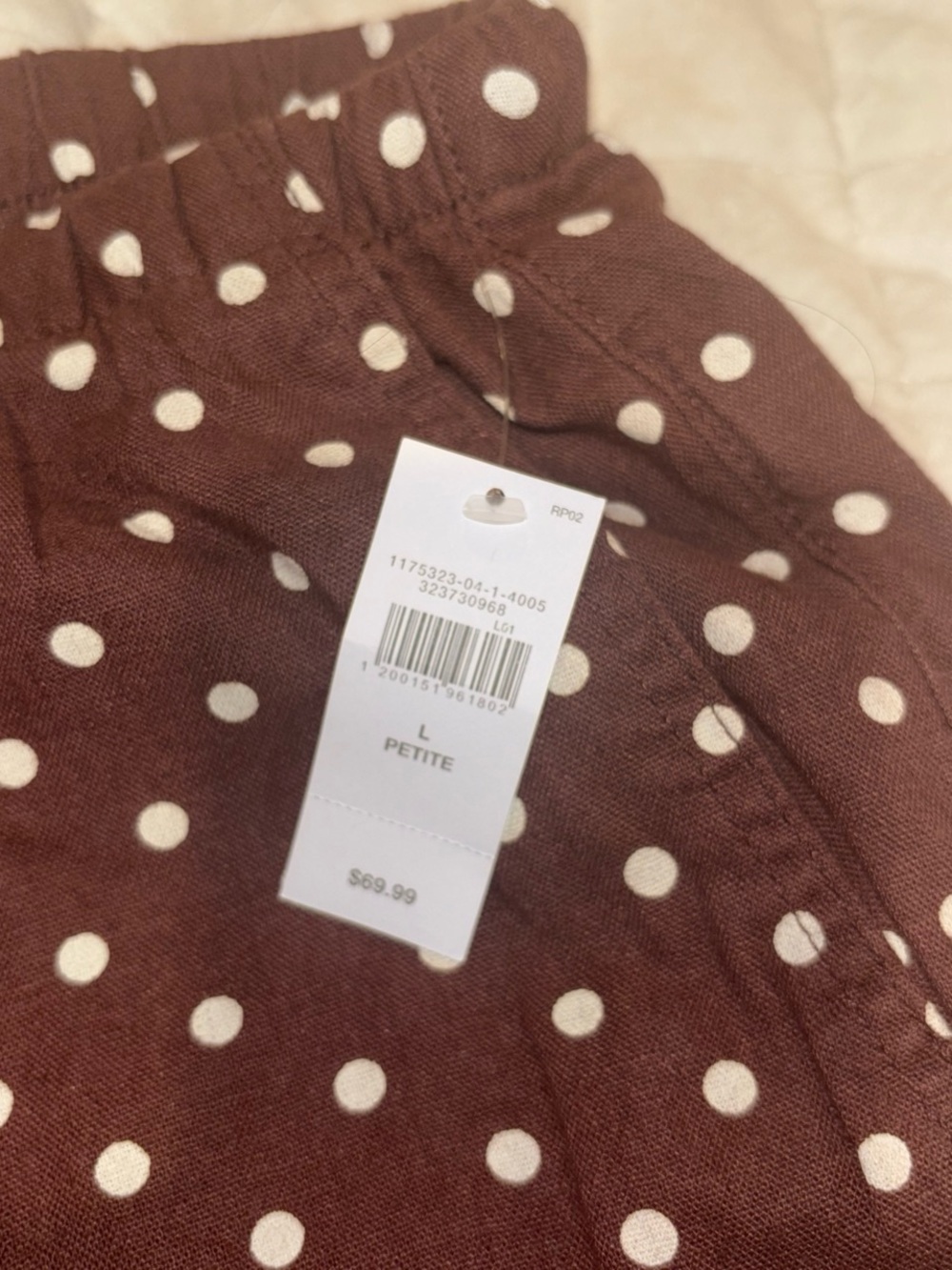 GAP Brown Wide-Leg Polka Dot Pants - Picture 5 of 5